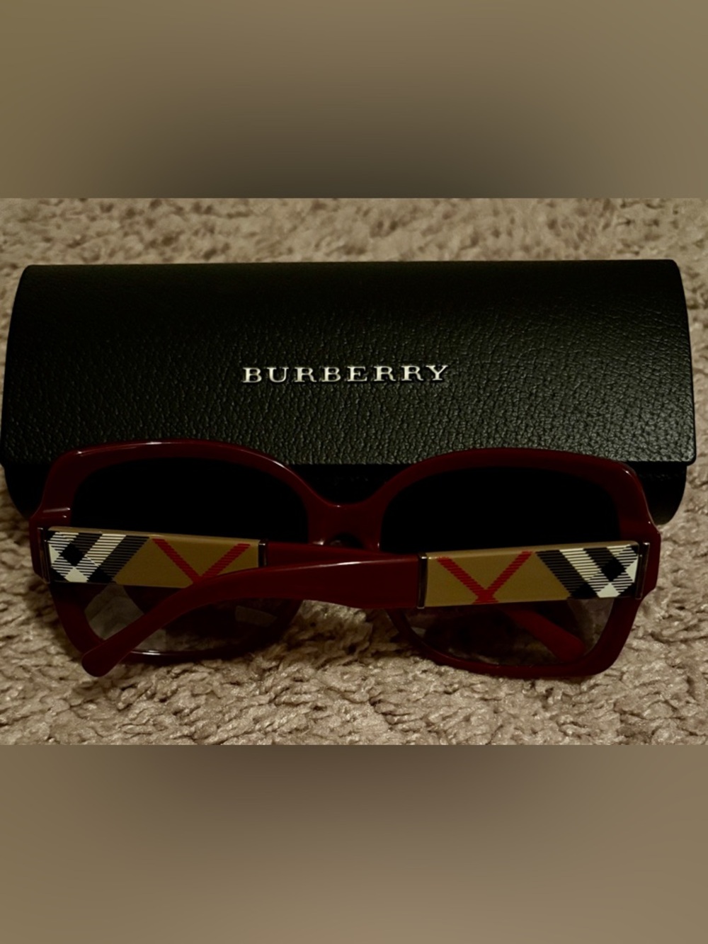 Red Burberry Sunglasses with case